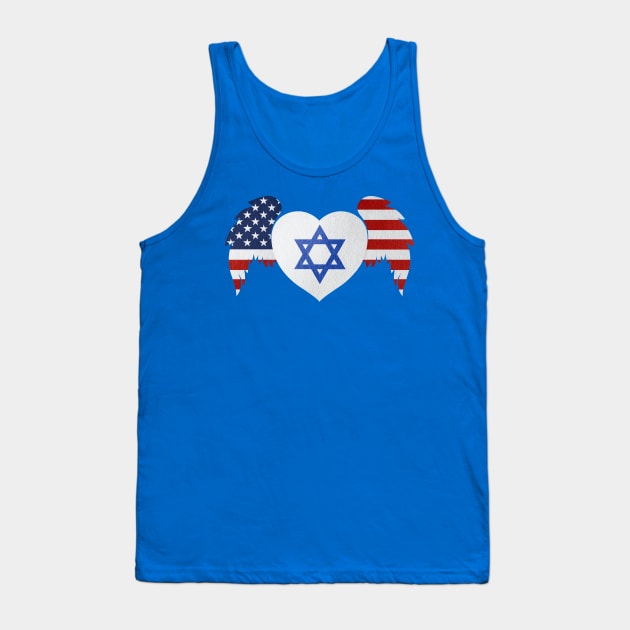 Israel And United States Winged Heart Tank Top by ArtOnTheRun